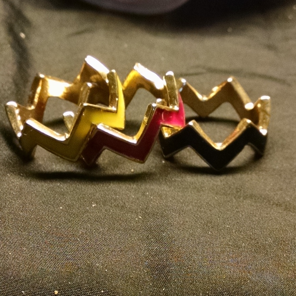 3 Enamel Zig Zag Stackable Multi Color Ring - image 5